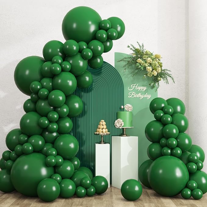 RUBFAC 135pcs Dark Green Balloons Different Sizes 18 12 10 5 Inch by RUBFAC
