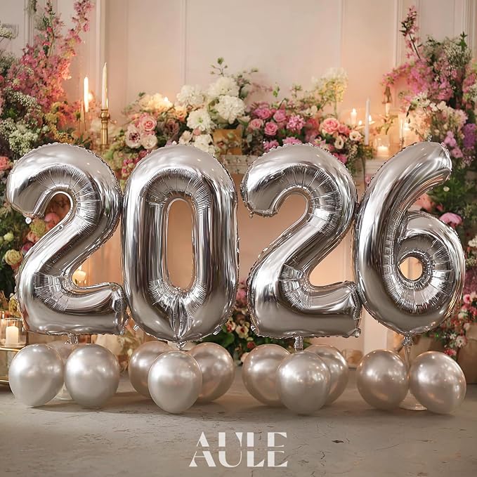 AULE 40 Inch Silver 60 Balloon Number Foil 0-9 Birthday Big Numbers | Birthday - Image 3