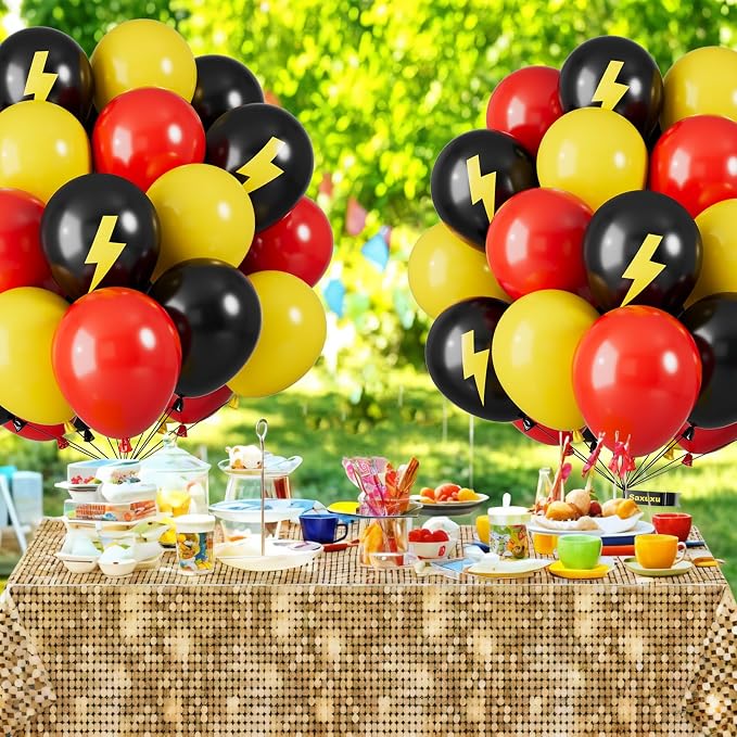 Red Yellow and Black Balloons, 12 Inch Lightning Print Balloons - Image 4