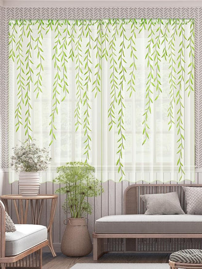 Willow Voile Curtains Cute Green Sheers Leaf Tulle Vine Window Sheers Ivy by Breling