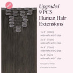 GOO GOO Clip in Hair Extensions Real Human Hair, Remy Human Hair Extensions Clip ins for Women, Natural Human Hair, 20inch 150g 9Pcs, 1C Mocha Brown