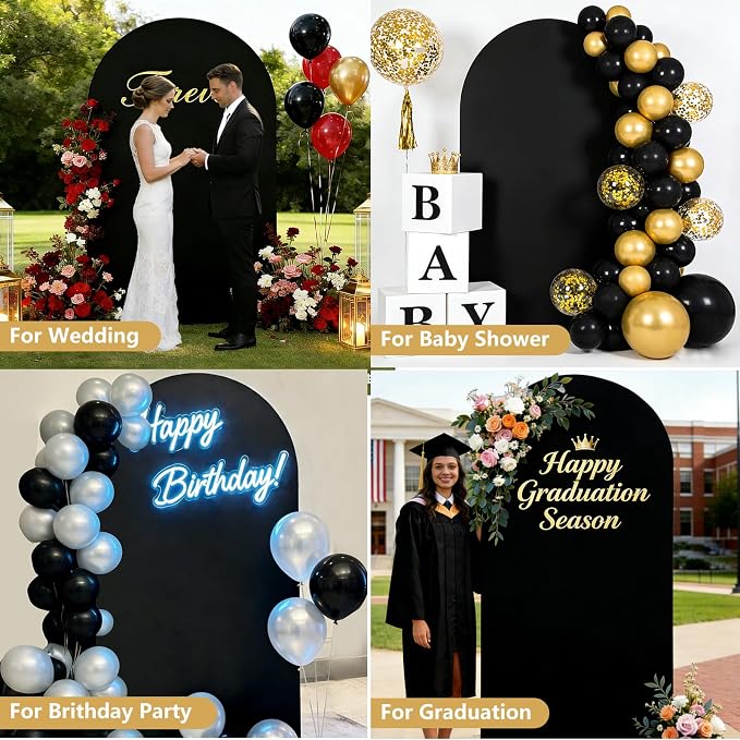 Metal Arch Backdrop Stand and Cover Set, 7.2FT Gold Wedding Backdrop Arch Frame - Image 6