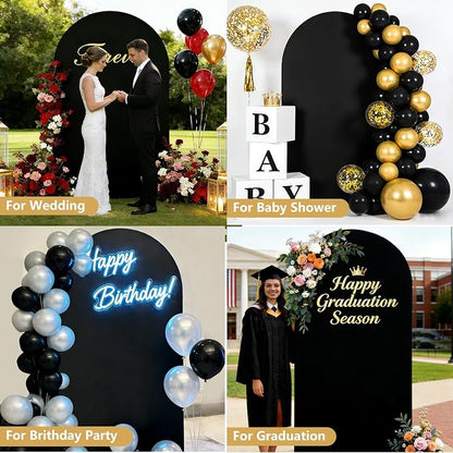 Metal Arch Backdrop Stand and Cover Set, 7.2FT Gold Wedding Backdrop Arch Frame - Image 6