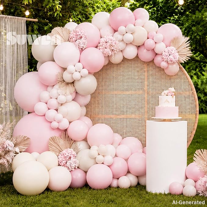 SUWEN 153Pcs Pink Balloons Arch Kit Garland 18 10 5 Inch Light Pink | Pastel - Image 3