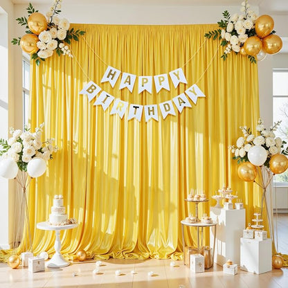 40x10ft Yellow Gold Glitter Backdrop Curtain - Image 8