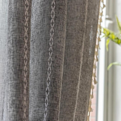 Sutuo Home Boho Curtains for Bedroom Living Room, Semi Blackout Linen Farmhouse - Image 2