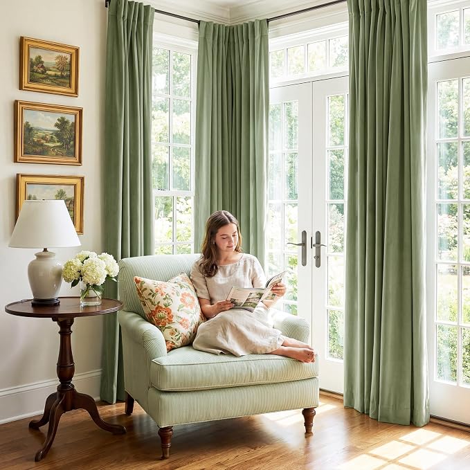 Sage Green Velvet Curtains Farmhouse - Image 8