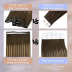 Full Shine Tape in Hair Extensions Human Hair Color 4 Medium Brown Ombre 24 Blonde And 4 Genius Weft Tape in Extensions Real Human Hair Double Weft 50G One Piece 22Inch Wire Adjustable Size