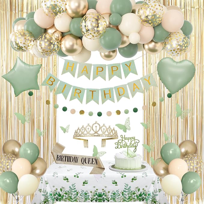 Amandir Sage Green Birthday Decorations by Amandir