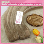 YoungSee 130G Wire Hair Extensions Real Human Hair Light Brown Mix Platinum Blonde Hair Extensions Invisible Wire Balayage Brown Human Hair Fish Line Straight Hair 20Inch