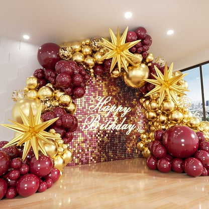 Burgundy Balloon Arch Kit, Different Size Balloons by ADOINBY