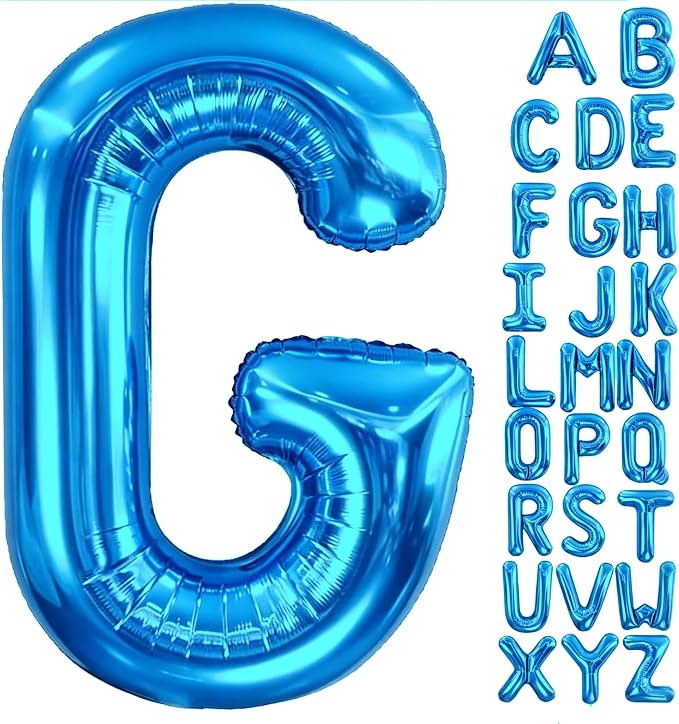 Letter G Balloon 40 Inch Blue, Giant Alphabet Foil Balloon, Big Mylar Party by Aeniaza