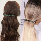 Long French Barrettes for Women Thin Thick Hair - Large 4 Inch Hair Clips Ponytail Clamp - Stylish Hair Accessories - 3Pcs (Black, Brown, Green)