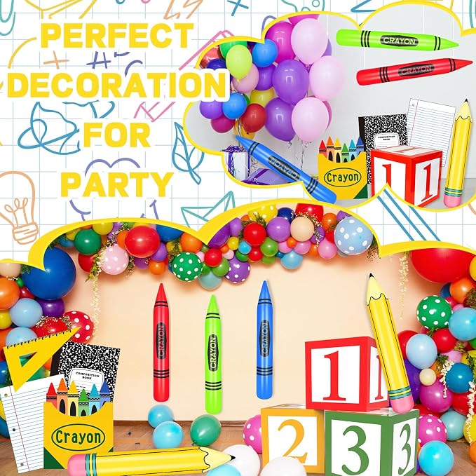 Back to Party Pencil Crayon Balloons Sets - Image 6
