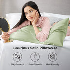 Bedsure Satin Pillowcase 2 Pack Similar to Silk Pillow Cases Standard Size, Pillow Case for Sleeping Women with Envelope Closure, Gifts for Women Men, Sage Green, 20x26 Inches, 2pcs