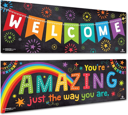 Sproutbrite 2 Educational Classroom Welcome Posters, Banners 13.5”x39” by Sproutbrite
