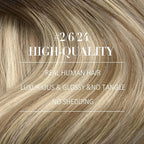 YoungSee Clip in Human Hair Extensions Brown Balayage Clip ins Real Hair Extension Darkest Roots to Medium Brown with Blonde Balayage Real Human Hair Extensions Clip ins for Women 12Inch 85G 7Pcs
