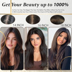 Hair Toppers for Women Real Human Hair, 360° 3D Human Hair Toppers for Women with Thinning Hair Upgrade Middle Part Clip in Bangs (Mocha Brown NEW, 18 Inch-3D-Side)