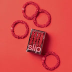 slip Skinny Scrunchies: Anti-Crease, Anti-Breakage Slipsilk™ Design Protects Delicate Hair | Includes 4 Pure Silk Scrunchies: Red