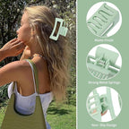 3.5 Inch Medium Hair Claw Clips 6 Pack Hair Clips for Women Square Rectangle Claw for Hair Banana Jaw Clips Hair Accessories for Girls (Green)