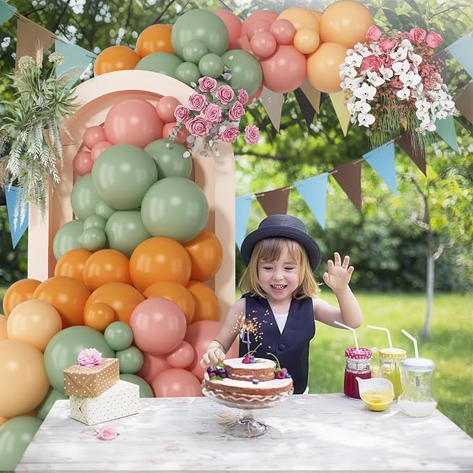 HILAVO Sage Green and Pink Balloons Arch Fairy Wildflower Spring Retro Dusty - Image 4