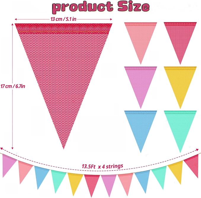 6 Strings 78 Feet Pastel Pennant Banner Flags - Image 2