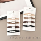 16 PCS Snap Hair Clips Metal Barrettes for Women Non Slip Barrettes for Thick and Thin Fine Hair,Bright Black Brown Beige,2.36 x 0.43 Inches.
