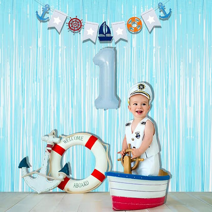BRAVESHINE Pastel Blue Fringe Curtains Party Streamers Backdrop | 2 Pack | - Image 7