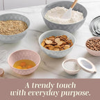 COOK WITH COLOR Mixing Bowls with Lids - 12 Piece Plastic Nesting Bowls Set includes 6 Prep Bowls and 6 Lids, Diamond Design - Microwave Safe, Pink and Grey
