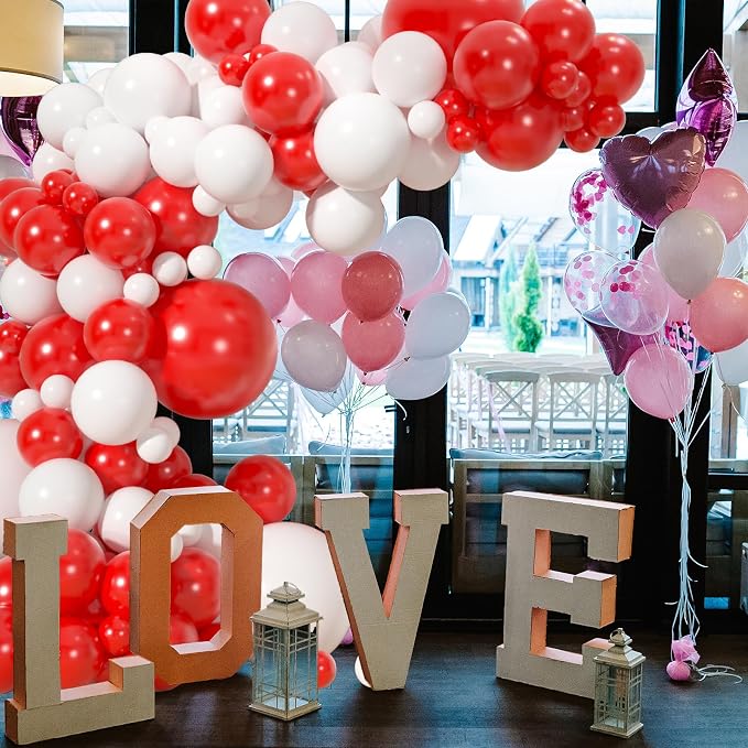 110pcs Red and White Balloons Garland Arch Kit, 18/12/10/5 Inch Balloons | - Image 7