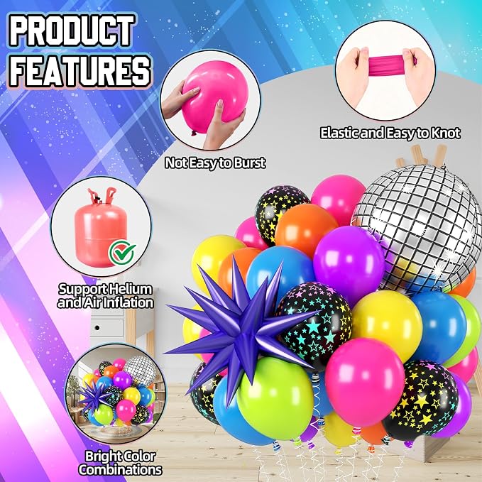 Biapian Neon Balloons, Luminous Fluorescent Balloon UV - Image 3