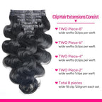 Seamless Clip in Hair Extensions Human Hair Body Wave Human Hair Clip ins for Black Women 8Pcs Invisible Skin Weft 18Clips 120g 16inch Natural Black