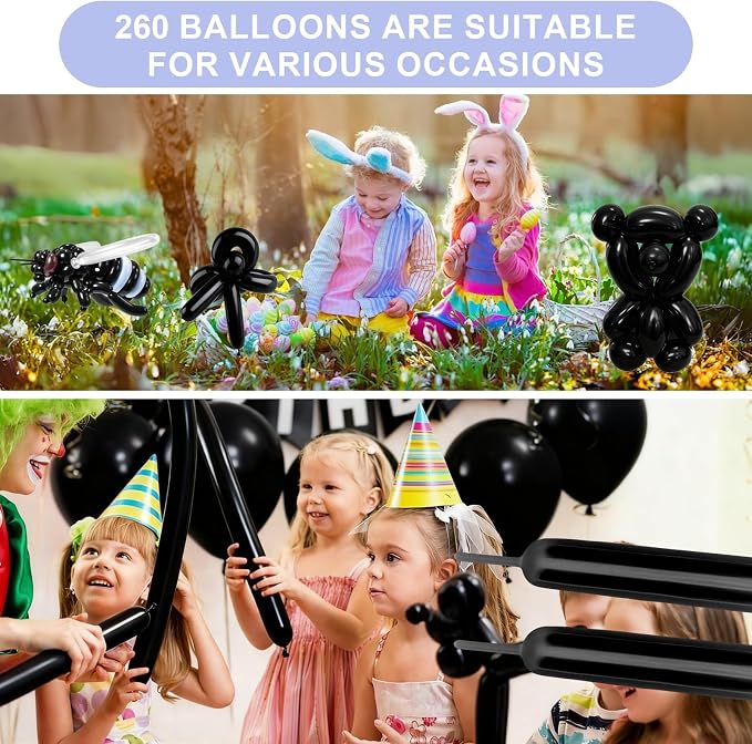 260 Balloons 100 PCS Black - Image 6