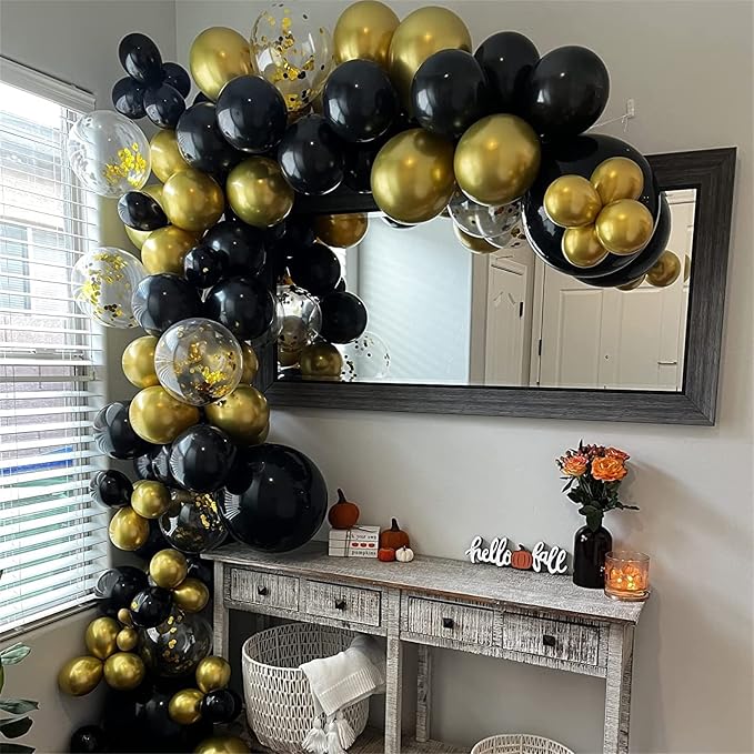 Black and Gold Confetti balloons - Image 4