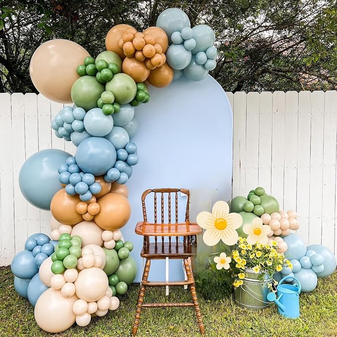 Sage Green Dusty Blue Yellow Balloons - Image 6