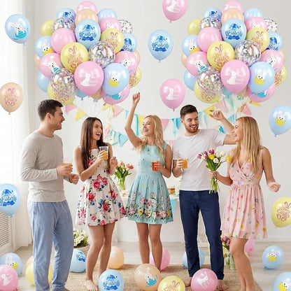 Easter Printed Balloons, 12 Inch Cute Bunny Rabbit Eggs Pastel Confetti - Image 7