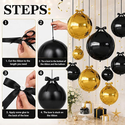 Black Gold Round Foil Balloons - Image 8