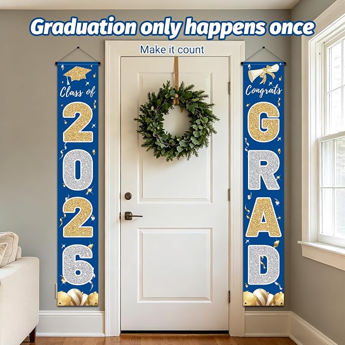 Graduation Decorations 2026, Class of 2026 Banner Congrats Grad | Blue Porch - Image 4