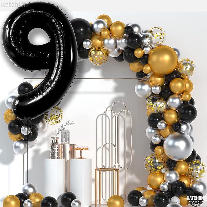 KatchOn Black Number 9 Balloon 40 Inch, Foil 9 Birthday Balloon | 9th Birthday - Image 7