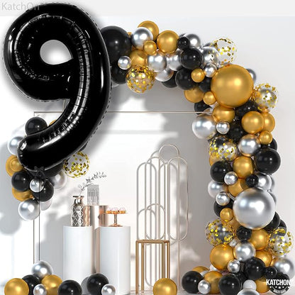 KatchOn Black Number 9 Balloon 40 Inch, Foil 9 Birthday Balloon | 9th Birthday - Image 7