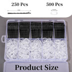YGDZ 750PCS Bobby Pins Black Kit, 250 Hair Pins for Women, 2 Inch Wave Bobby Pins for Black Hair, 500 Clear Elastic Hair Ties, Bulk Hair Pin for Buns, Hair Accessories for Women, Kids, Girls