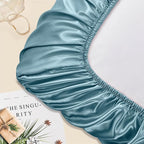 Manyshofu Satin Pillowcases for Hair Protection - 1Pcs Blue Pillow Cases, Elastic Band Standard & Queen Satin Pillowcases Luxury Silky Pillow Cases Travel Pillow Covers