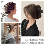 Large Nonslip Matte Neutral Claw Hair Clips for Thick, Thin or Curly Hair - 8 Strong Hold Jumbo 4.1 Inch Jaw Clips for Women and Girls