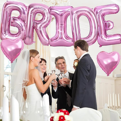 40inch Pink BRIDE Letter Balloons, Giant Pink Bride Foil Helium Balloon Banner - Image 8