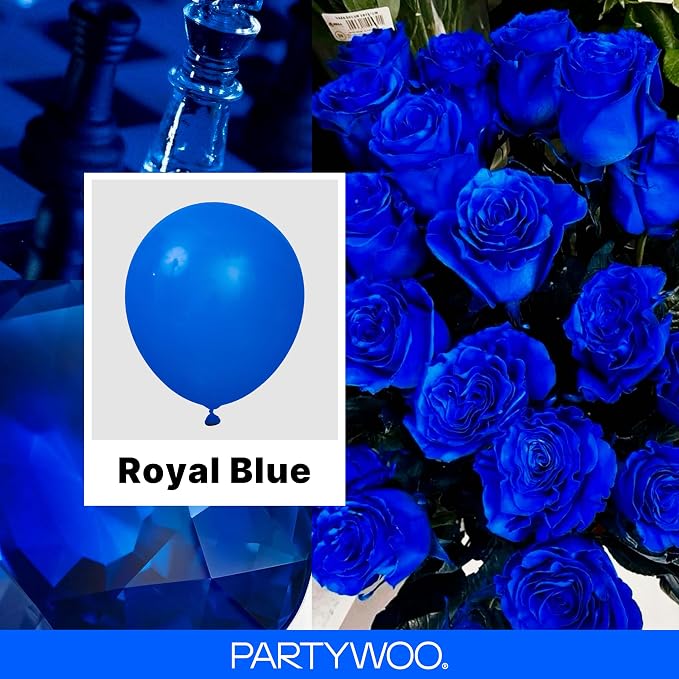 PartyWoo Royal Blue Balloons 50pcs Dark Blue Latex Helium Balloons 12 Inch | - Image 2