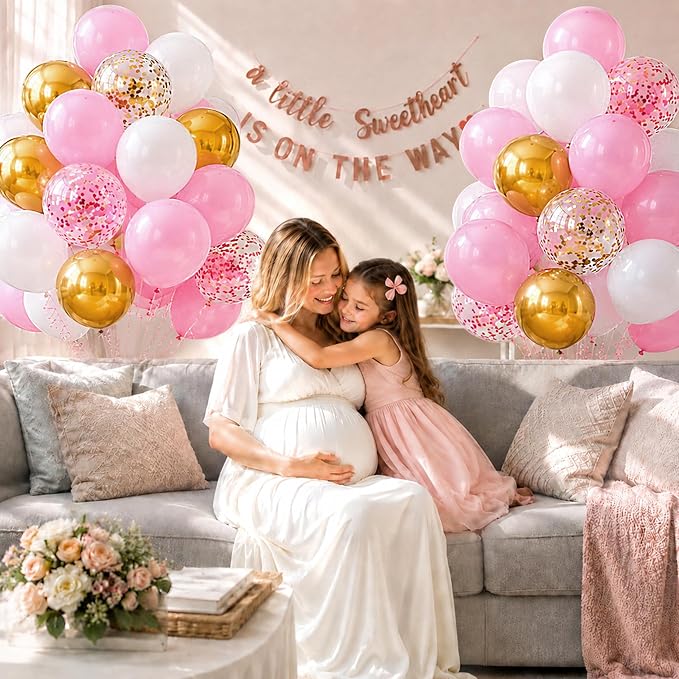 60Pcs Pink Gold Confetti Latex Balloons Kit, 12 Inch Pink White Gold Helium - Image 6