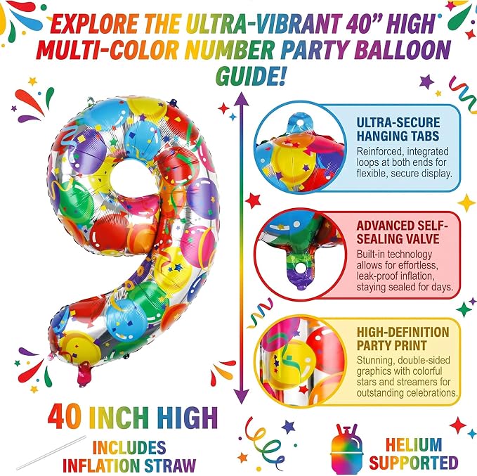 40 Inch Number 19 Balloon Set Large Foil Balloons - Image 2