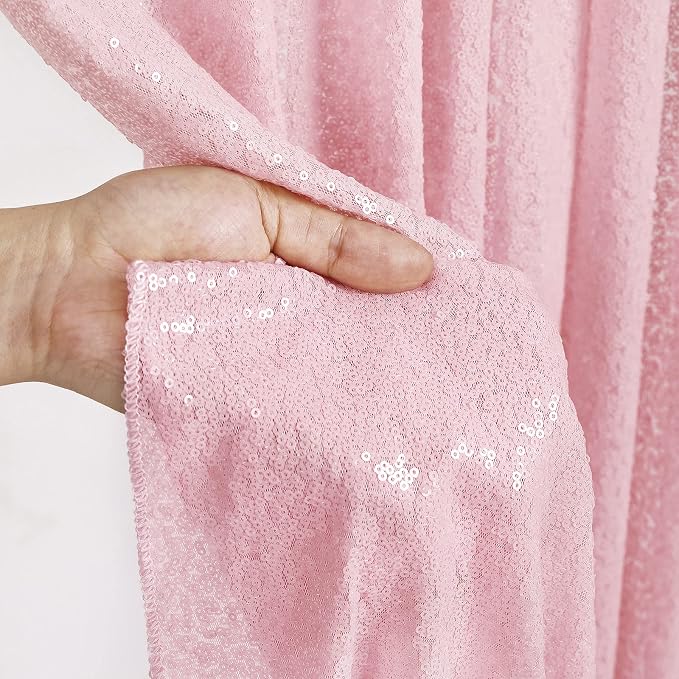 Pink Sequin Backdrop 2 Panels 2FTx8FT Birthday Party Backdrop Curtains | - Image 4