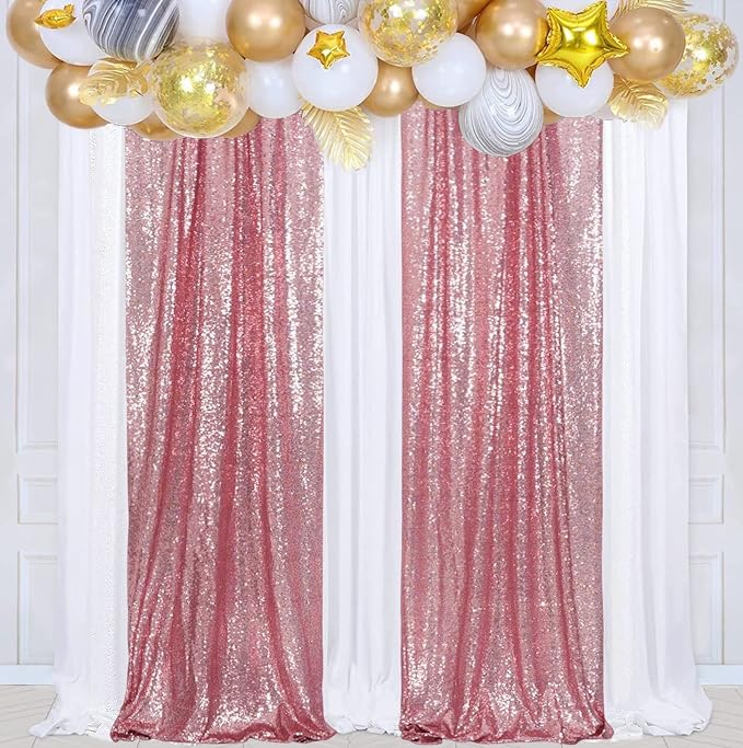 Poise3EHome Fuchsia Pink Sequin Backdrop, 4 Panels 2x8ft Glitter Curtain - Image 9