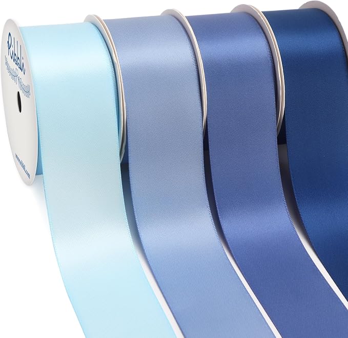 Ribbli Dusty Blue Satin Ribbon 1-1/2 Inch x 4 Rolls Total 40 Yards- Light by Ribbli